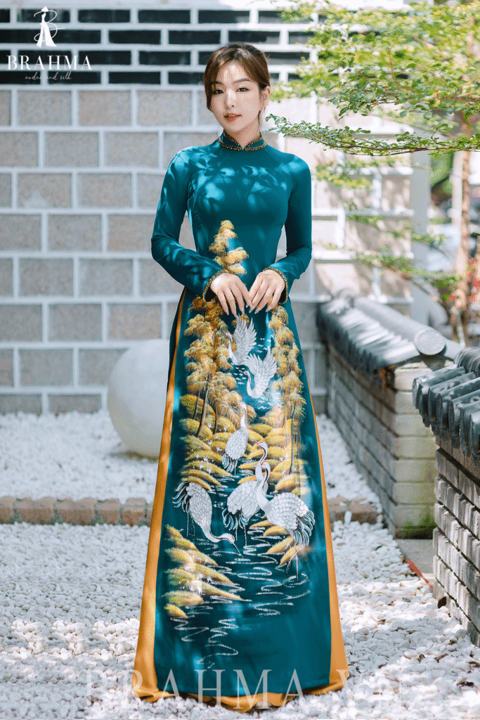 In vải áo dài với bộ họa tiết cực đẹp 1 in vải áo dài